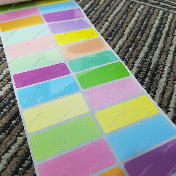 Large Plain Coloured Name Stickers