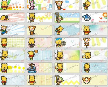Small Cute Pooh Name Stickers
