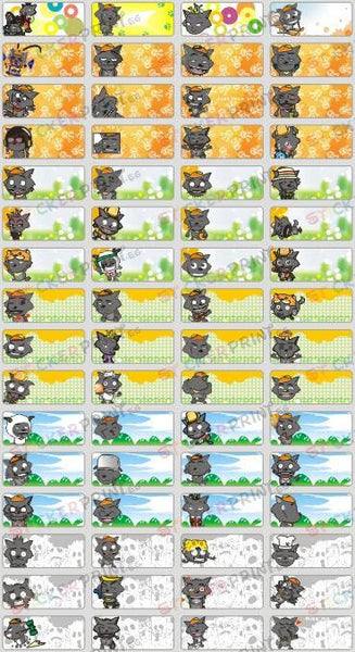 Small Grey Wolf Name Stickers