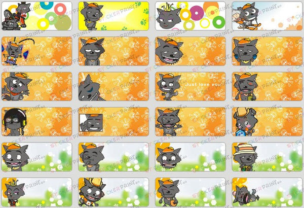 Small Grey Wolf Name Stickers