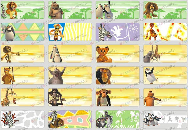 Small Madagascar Name Stickers