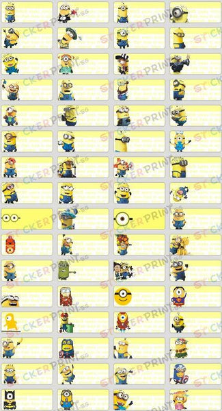 Small Minions Name Stickers