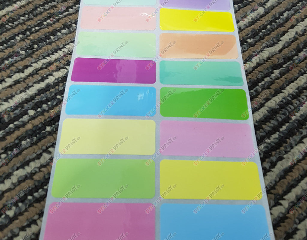 Large Plain Coloured Name Stickers