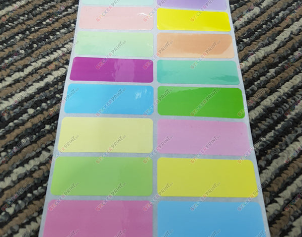 Large Plain Coloured Name Stickers