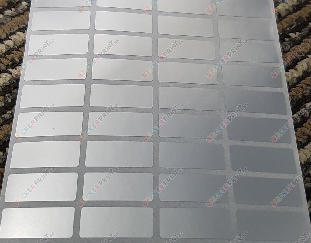 Small Plain Silver Name Stickers