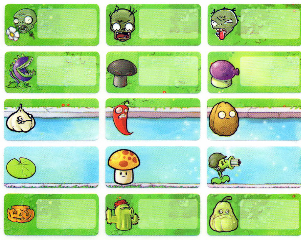 Medium Plants vs Zombies Name Stickers