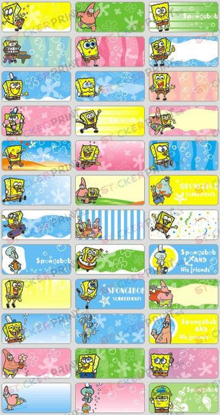 Medium Spongebob Name Stickers